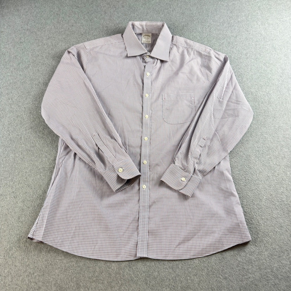 Brooks Brothers Soho Dress Shirt Mens M 16-32 Supima Cotton Non-Iron Micro Check
